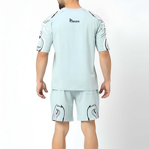 High Quality New Summer Casual <b>Knitted</b> Cotton/Polyester 450g Eco-Friendly Quick Dry Breathable Short Sleeve T-Shirt Shorts <b>Set</b> - Product Image 3