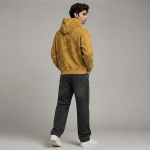 Design Vintage Washed Fabric Detailed Embroidery <b>Men</b> Distressed Embroidery Hoodies Soft Comfortable <b>Pullover</b> Sweatshirt - Product Image 6