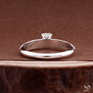 emerald cut 0.50 CT lab grown <b>diamond</b> <b>ring</b> with micro pave band in 10K white gold IGI certified engagement <b>ring</b> - Product Image 3