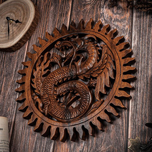 Handmade Wooden Dragon Collectible Figurine Premium Carved Dragon Home Ornament Wholesale Wood Dragon Sculpture Factory - Product Image 4