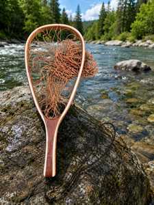Wholesale Custom High Quality Wooden <b>Fly</b> Fishing Trout Landing <b>Net</b> Rubber Mesh Lightweight High Elastic Hanging Hook Nylon <b>Net</b> - Product Image 1