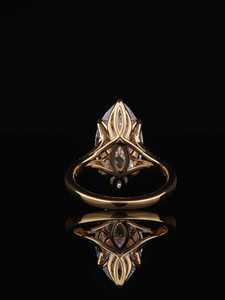 Bague en or avec diamant de laboratoire personnalisé, taille marquise et poire, pavé floral, alliance de mariage pour femme - Product Image 1