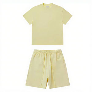 Ensemble T-shirt à col haut et short pour homme avec logo personnalisé 2025, blanc, tenue d'été en deux pièces - Product Image 4