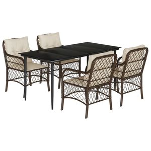 Ensemble de salle à manger de jardin marron, crème, blanc et noir - Product Image 2