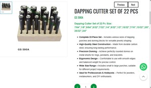 Dapping Cutter <b>Set</b> 22 Piece Jewelry Doming <b>Punch</b> Block Kit Metal Forming Tools Steel Hand Tools | Item No GS-590A - Product Image 3