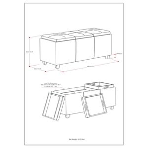 Pouf contenitore Avalon da 42 pollici in pelle vegana marrone anticata - Categoria prodotto: Pouf e ottomane - Product Image 6