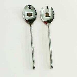 Service de salade en acier inoxydable plaqué argent avec un design moderne, poignée faite à la main, poli miroir, serveur de salade de haute qualité - Product Image 6