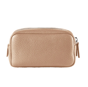 Leather Toiletry Bag Cosmetic <b>Case</b> Small Zipper Closure Portable <b>Makeup</b> Bag Simple Style Beige Color Toiletry Bag Travel - Product Image 1