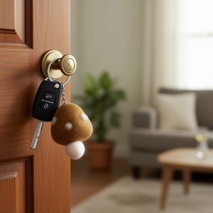 Brown Felt Plush <b>Key</b> Ring Stylish <b>Key</b> <b>Chain</b> for Easy <b>Key</b> Organization - Product Image 3