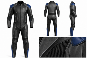 Combinaison de moto en cuir Stretch-Zone |   Noir Bleu |   Fabricant OEM ODM |   Qualité de conception haut de gamme | Vêtements de course - Product Image 6