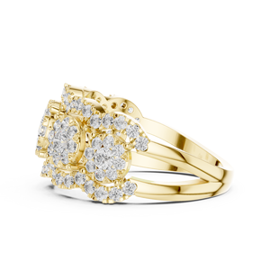 Anillo de Diamantes Cultivados en Laboratorio con Corte Redondo, Oro Sólido de 14K/18K, Anillo de Boda con Halo de Múltiples Piedras, 1.35CT DEFVVS, Joyería Fina Clásica ODM - Product Image 5