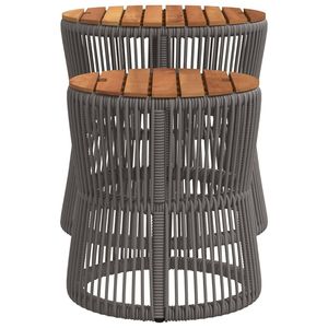 Mesa auxiliar de jardín de ratán PE gris y marrón, tamaño pequeño y mediano - Product Image 5