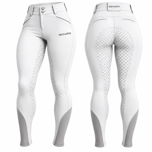 <b>White</b> Custom <b>Women</b> Horse Riding Breeches <b>Leggings</b> Full Seat Silicone Grip High Waist Equestrian Riding Pants Stretchy - Product Image 1