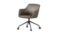 Chaise de bureau pivotante en cuir à dossier moyen, chaise de conférence moderne pour manager avec base étoilée fixe