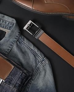 Cinturón de Cuero Genuino para Hombre, Estilo Clásico Vintage, Formal, Trenzado, Reversible, Duradero, de 3.5 cm de Ancho - Fabricante - Product Image 3