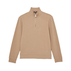 Pull en maille côtelée demi-zip pour homme, qualité OEM supérieure, mélange de coton, décontracté, mode automne, épais, doux, chaud, finition brossée, durable - Product Image 4