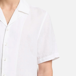 Camiseta de Lino para Hombre, Estilo Urbano Casual, con Cuello Camisero y Manga Corta, Diseño con Logotipo, Servicio OEM para Uso Diario Informal - Product Image 4