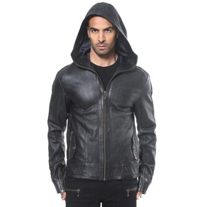 Veste Moto Homme en Cuir Véritable à Capuche avec Fermeture Éclair, en Peau de Mouton, Cuir de Vachette, Cuir de Buffle – Meilleur Prix Fournisseur (Vente en Gros) - Product Image 1