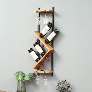 Porta botellas premium, mueble decorativo de pared, elegante almacenamiento de vino, expositor de vino geométrico, diseño moderno para bar, bambú natural - Product Image 6