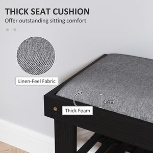 Panca Portascarpe Moderna a 3 Ripiani in Bambù con Cuscino Nero, Organizzatore per Ingresso e Corridoio - Product Image 4