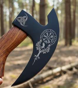 Couteau à pizza Viking en acier de haute qualité, hache pour le camping, découpe de viande et de pizza, vente en gros, professionnel, personnalisé, fait main, très demandé - Product Image 4