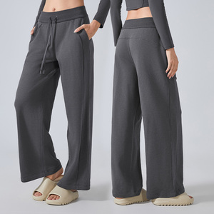 Pantalon large pour femme, taille élastique avec cordon de serrage, coupe décontractée, rose, avec poches latérales, pour le printemps - Product Image 2