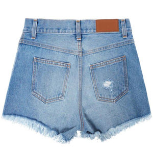 Pantalones Cortos de Mezclilla Rasgados de Cintura Alta para Hombre, Casuales, Azules, de Algodón, con Botones, Tejido Deshilachado - Product Image 4