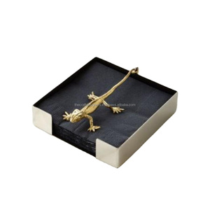 Soporte de tejido de lagarto dorado fundido, centro de mesa, caja de servilletas de exhibición, servilletero de lagarto portátil fácil, caja de almacenamiento, decoración de mesa - Product Image 1