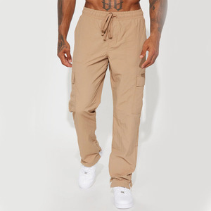 100% Cotton Blank <b>Men</b> Cargo <b>Trousers</b> Breathable Comfortable <b>Summers</b> Casual Cargo Straight Fit Pants Drawstring <b>Men</b> <b>Trousers</b> - Product Image 5