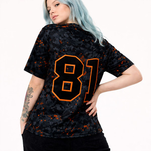 Maillot de football américain personnalisé en maille camouflage numérique unisexe respirant col en V tenue d'équipe uniforme sportif personnalisé haut de sport Y2K - Product Image 3
