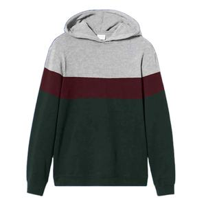Sudadera con capucha de lana con diseño de panel gris, rojo y verde de contraste personalizado para hombre con alta calidad - Product Image 1