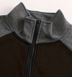 Children's Color Block Zip-Up Quarter-zip Sweatshirt Windproof 100% Cotton Winter Casual Slim Fit Streetwear Outerwear - Product Image 3