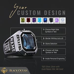 Bague personnalisée BOJ 002, gravée avec votre nom et vos logos sur mesure, faite à la main en argent 925 plaqué or, design unique, prix bas, en solde - Product Image 6