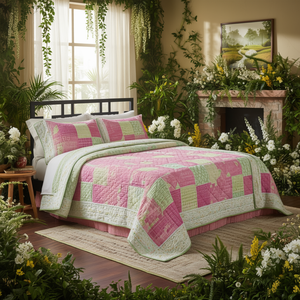 Nature Bliss 20s Cotton Dohar Queen 108x108 Inch Soft Lightweight Quilted Coverlet Kantha Technique <b>Bedspread</b> for Hotel Home Use - Product Image 3