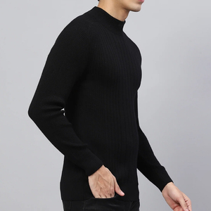 T-shirt à col montant surdimensionné pour homme, 100% coton, manches longues, sous-vêtement pour activités de plein air et de sport, respirant, écologique - Product Image 4