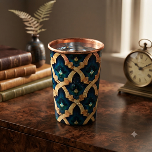 Designer Printed Pure <b>Copper</b> Drinking Glass Ayurvedic Water Tumbler Handmade <b>Copper</b> Cup for Home Kitchen Hotel Restaurant OEM - Product Image 4