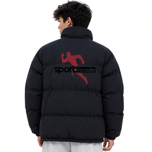 Chaqueta acolchada negra para hombre Sportscode, con cuello alto, cierre de cremallera y forro de sherpa, para invierno. - Product Image 2
