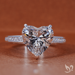 3 carat heart cut lab grown diamond IGI certified 10k white gold slim channel pave band <b>statement</b> <b>ring</b> - Product Image 1