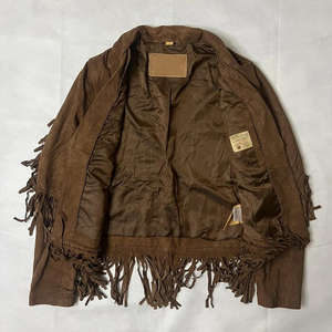 Veste en daim style western à franges, veste en cuir unisexe tendance, veste en daim couleur unie, design populaire, veste décontractée unisexe pour l'hiver - Product Image 2