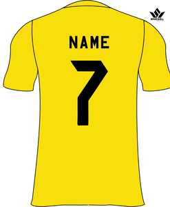 Ensemble de maillot de football pour garçons, imprimé jaune, col en V, manches courtes, short blanc, respirant, anti-transpiration, logo personnalisé sur le devant, pour équipe - Product Image 5