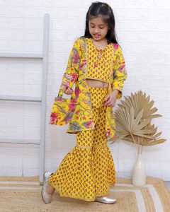 Elegante estampado Floral mezcla de algodón Sharara Garara traje para niñas niños diseñador étnico indio ropa de moda paquistaní - Product Image 5