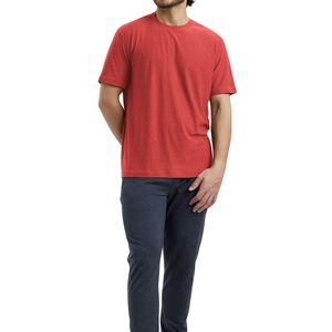 Camiseta Personalizada para Hombre, Cuello Redondo, Manga Corta, Algodón Rojo Brillante, Casual, Transpirable, Suave, Ligera, Estilo Urbano, Verano - Product Image 5