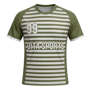 Men Olive Green White Sublimation Striped Handball Jersey Short Sleeve <b>Polyester</b> Team Wear Sports <b>Shirt</b> Match Training Apparel - Product Image 1