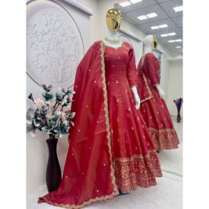 Vestido de Noche Anarkali de Diseñador con Pantalón y Dupatta, Elegante Vestido de Novia - Product Image 4