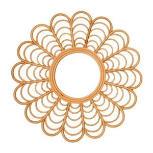 Eco Friendly Petal Rattan <b>Mirror</b> Kids Furniture Nursery Room Flower Shape Handwoven Decor Wholesale - Product Image 1