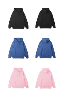 เสื้อฮู้ดโอเวอร์ไซส์ผู้ชาย สีดำล้วน ผ้าฝ้ายฟลีซ สวมใส่สบายๆ ในฤดูใบไม้ร่วง ทรงปกติ แบบถัก มีเชือกผูก - Product Image 4