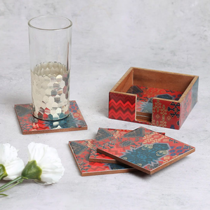 Posavasos de MDF de madera con diseño impreso multiusos con pájaros y flores, tapetes antideslizantes para mesa para uso en cafeterías, hoteles y restaurantes. - Product Image 4