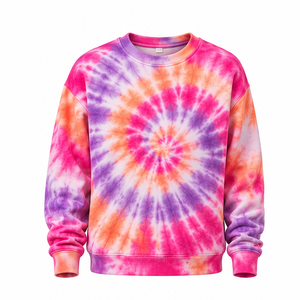 Sweat-shirt tie-dye pastel en coton bouclé premium, col rond, pull-over, fournisseur en gros OEM ODM, vêtements streetwear confortables et tendance - Product Image 1