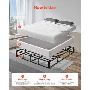 Heavy Duty <b>Queen</b> Size Box Spring Bed Frame 9 <b>Mattress</b> Foundation 3500 Lbs Max Weight Capacity Washable Fabric Cloth 79.1L X - Product Image 3