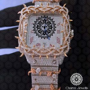 นาฬิกาข้อมือผู้ชาย UTMA รุ่นหรูหรา หน้าปัดสี่เหลี่ยมจัตุรัส ระบบอนาล็อก ตัวเรือนทองเหลือง ประดับเพชร สายสแตนเลส หน้าปัดขนาด 40 มม. กันน้ำได้ 10 บาร์ - Product Image 6